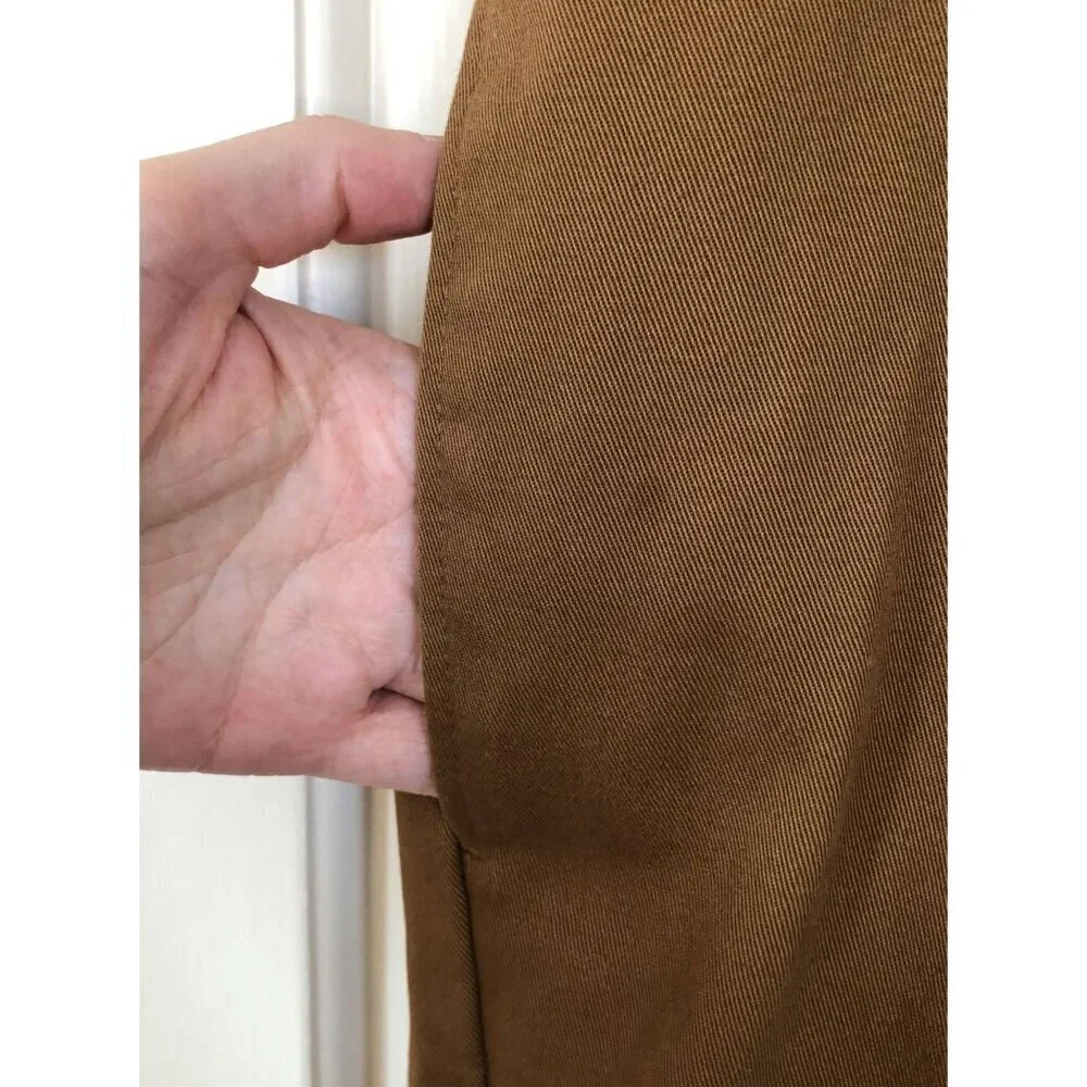 Land's End Chino Pants Mens Size 34 Brown 100% Cotton Tailored Fit Old Money
